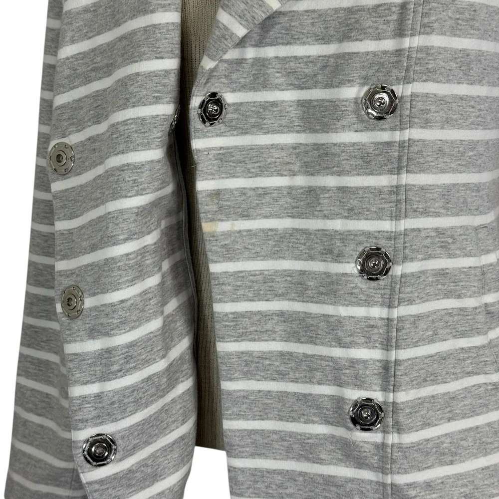 Isaac Mizrahi Live! Moto Jacket Women's S Gray White Striped Asymmetrical